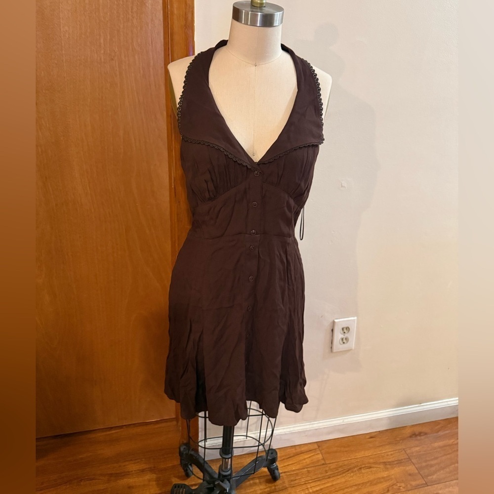 NWT REFORMATION  women mini Brown Halter Dress